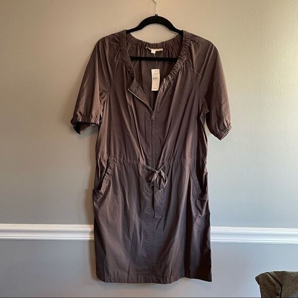 New with tags Loft dark Gray Casual Utility dress with pockets size Large L - Picture 1 of 3